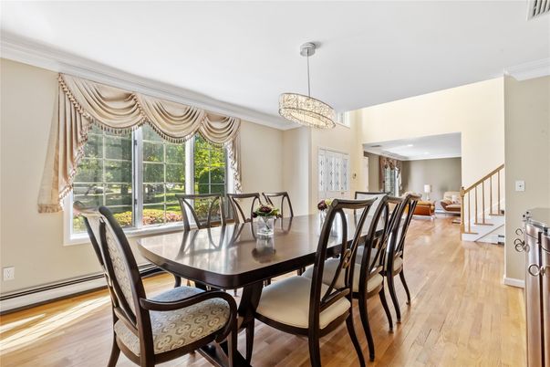 Chandelier, Dining room, Interior, Wood Texture Flooring