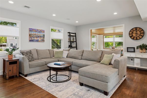 Interior, Living room, Recessed Lighting, Wood Texture Flooring