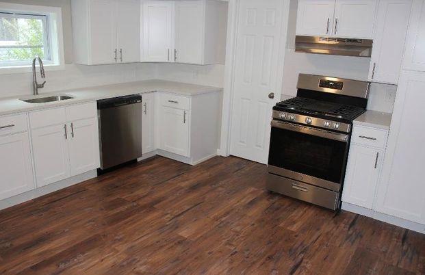 Interior, Kitchen, Stainless Steel Appliances, Wood Texture Flooring