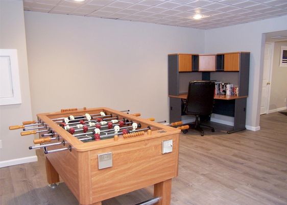 Game Room, Home Office, Interior, Recessed Lighting, Wood Texture Flooring