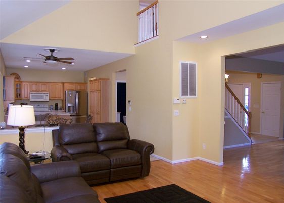 Interior, Kitchen, Living room, Recessed Lighting, Stainless Steel Appliances, Wood Texture Flooring