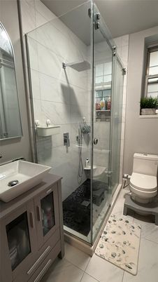 Bathroom, Glass Shower, Interior, Marble Walls