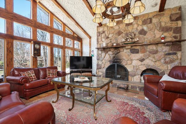 Fireplace, Interior, Living room, Stone Walls