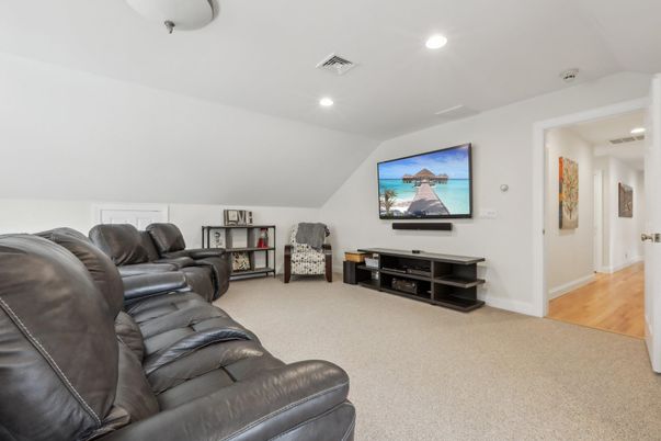 Home Theatre Room, Interior, Living room, Recessed Lighting, Wood Texture Flooring