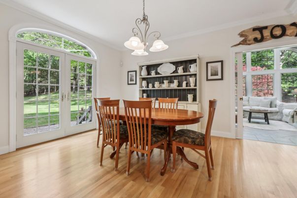 Chandelier, Dining room, Interior, Wood Texture Flooring
