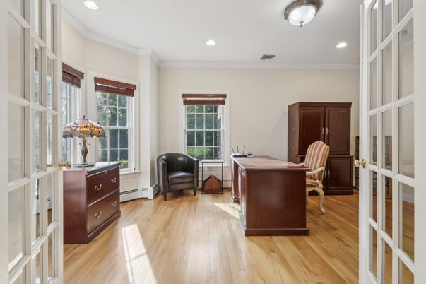 Home Office, Interior, Recessed Lighting, Wood Texture Flooring
