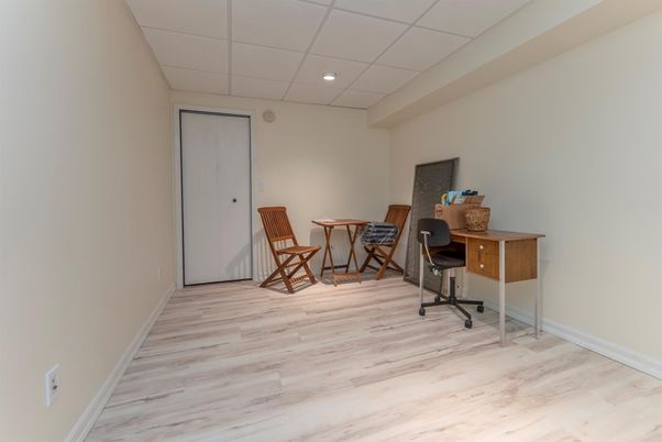 Home Office, Interior, Recessed Lighting, Wood Texture Flooring