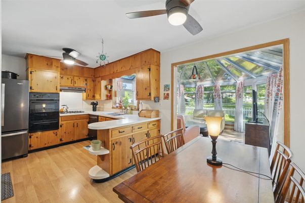 Dining room, Glass Ceilings, Interior, Kitchen, Sun Room, Wood Texture Flooring