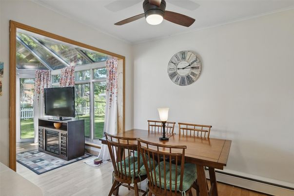 Dining room, Interior, Sun Room, Wood Texture Flooring