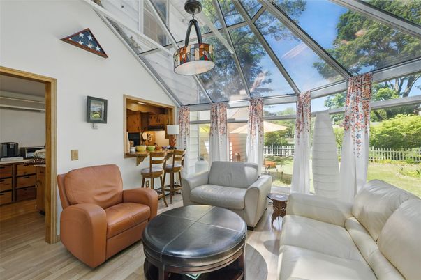 Glass Ceilings, Interior, Pendant Lights, Sun Room, Wood Texture Flooring