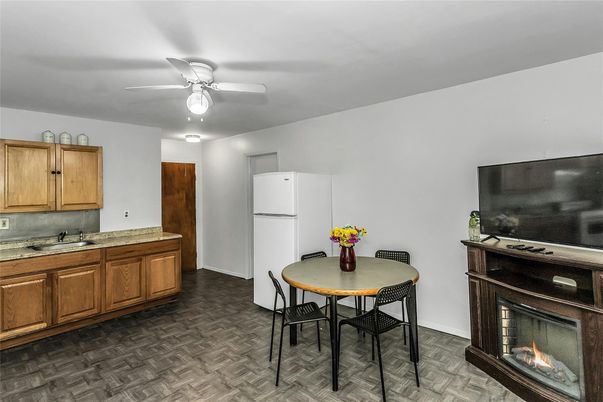 Fireplace, Interior, Kitchen, Wood Texture Flooring