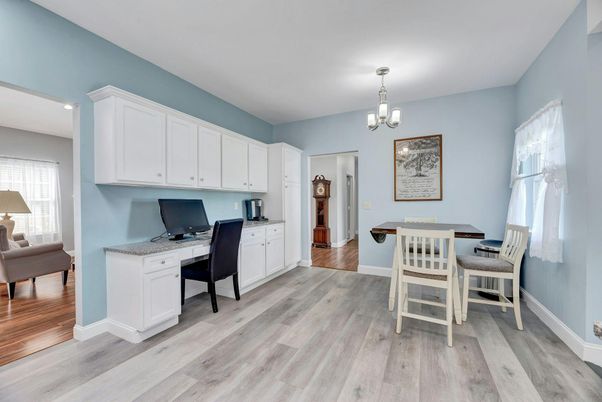 Home Office, Interior, Pendant Lights, Recessed Lighting, Wood Texture Flooring
