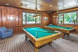 Billiard Table, Chandelier, Game Room, Interior, Pendant Lights, Recessed Lighting, Wooden Walls