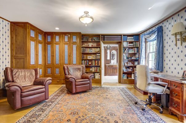 Home Office, Interior, Recessed Lighting, Wood Texture Flooring