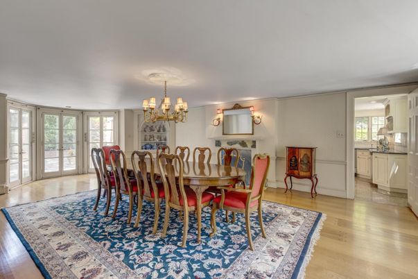 Chandelier, Dining room, Interior, Wood Texture Flooring