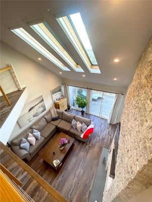 Interior, Living room, Recessed Lighting, Wood Texture Flooring