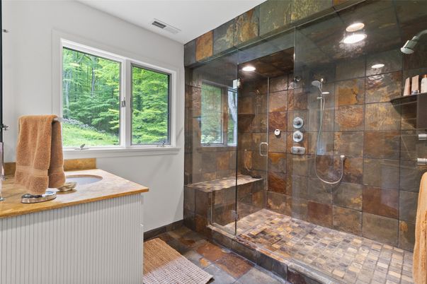 Bathroom, Glass Shower, Interior, Recessed Lighting
