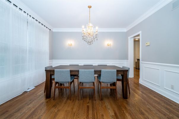 Chandelier, Dining room, Interior, Wood Texture Flooring