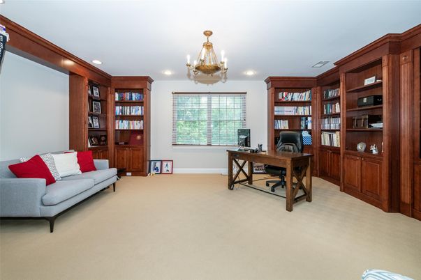 Chandelier, Home Office, Interior, Recessed Lighting