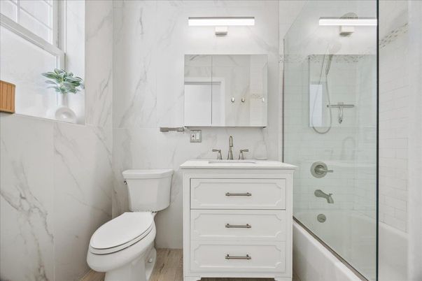Bathroom, Glass Shower, Interior, Marble Walls