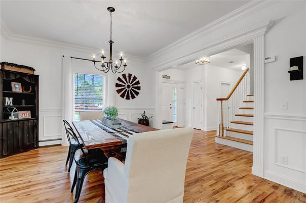 Chandelier, Dining room, Interior, Wood Texture Flooring