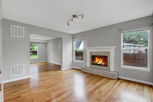 Empty room, Fireplace, Interior, Wood Texture Flooring