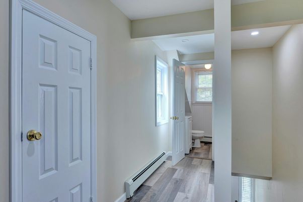 Bathroom, Interior, Recessed Lighting, Wood Texture Flooring