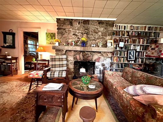 Fireplace, Interior, Living room, Stone Walls