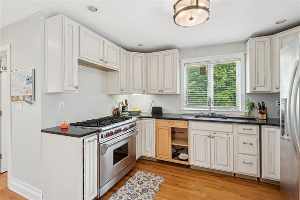 Interior, Kitchen, Recessed Lighting, Wood Texture Flooring