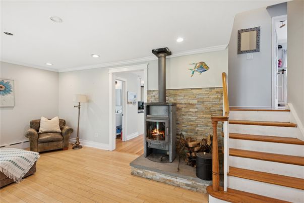 Fireplace, Interior, Recessed Lighting, Wood Texture Flooring