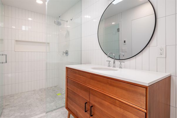 Bathroom, Glass Shower, Interior, Recessed Lighting