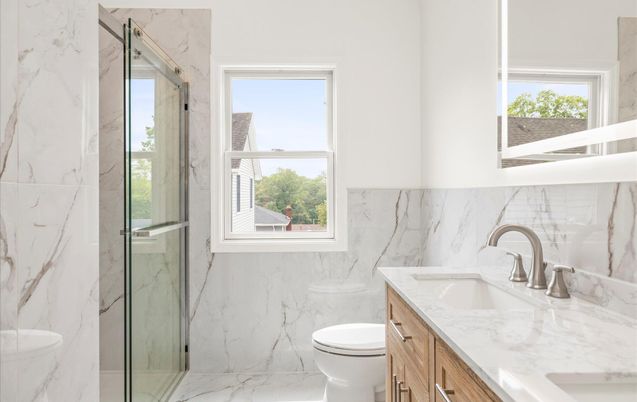 Bathroom, Glass Shower, Interior, Marble, Marble Walls