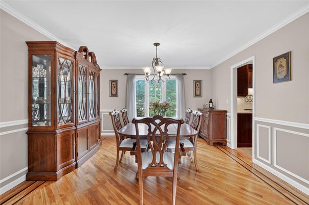 Chandelier, Dining room, Interior, Wood Texture Flooring