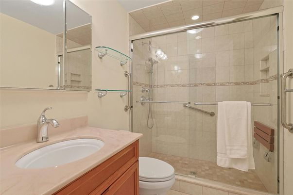 Bathroom, Glass Shower, Interior, Recessed Lighting