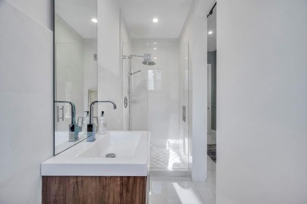 Bathroom, Dual Sink Vanities, Glass Shower, Interior, Recessed Lighting