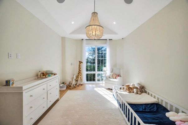 Bedroom, Interior, Pendant Lights, Recessed Lighting, Wood Texture Flooring