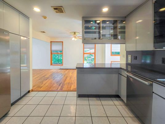 Interior, Kitchen, Recessed Lighting, Wood Texture Flooring