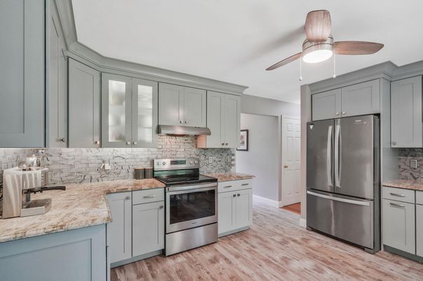 Interior, Kitchen, Stainless Steel Appliances, Wood Texture Flooring