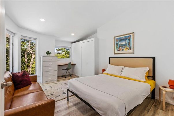 Bedroom, Home Office, Interior, Recessed Lighting, Wood Texture Flooring