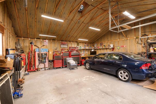 Garage, Interior, Recessed Lighting, Wooden Walls
