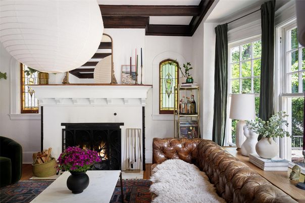 Fireplace, Interior, Living room, Wooden Beams