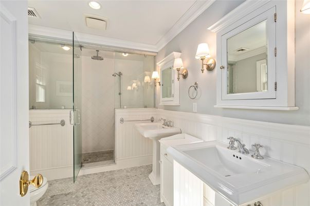 Bathroom, Dual Sink Vanities, Glass Shower, Interior, Recessed Lighting