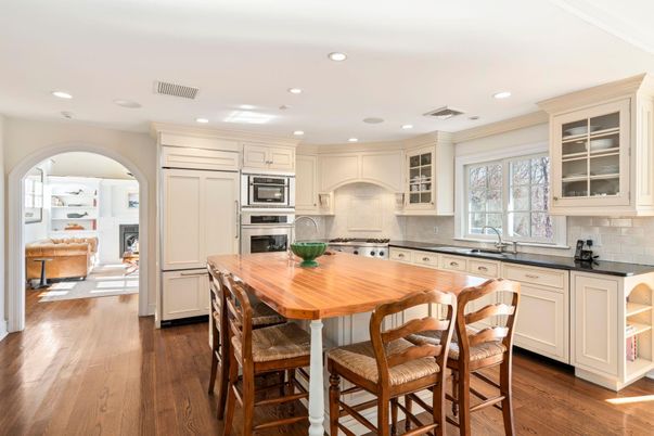 Dining room, Interior, Kitchen, Recessed Lighting, Stainless Steel Appliances, Wood Texture Flooring