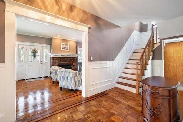 Fireplace, Interior, Recessed Lighting, Wood Texture Flooring