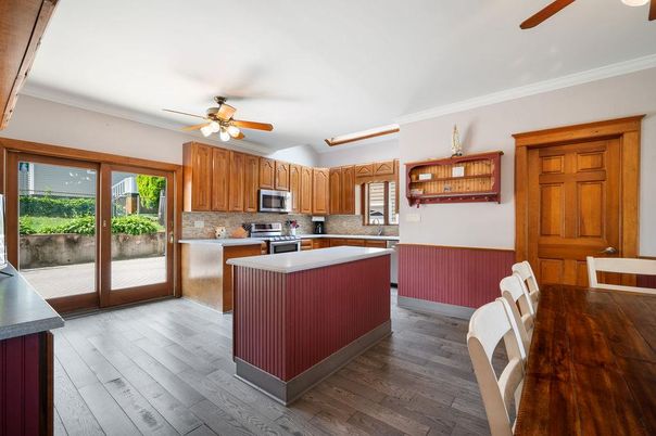 Interior, Kitchen, Stainless Steel Appliances, Wood Texture Flooring