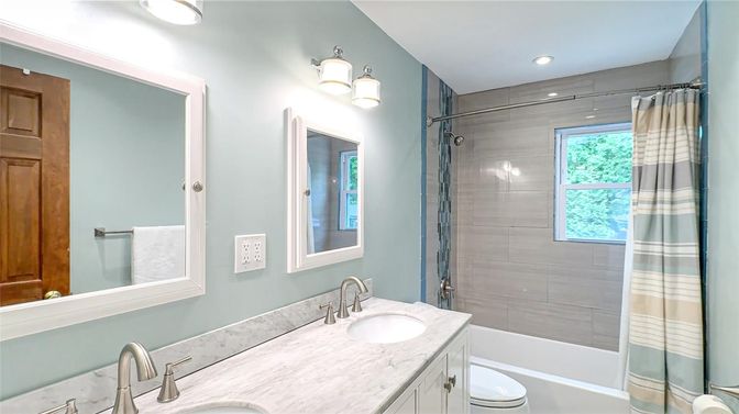 Bathroom, Glass Shower, Interior, Recessed Lighting
