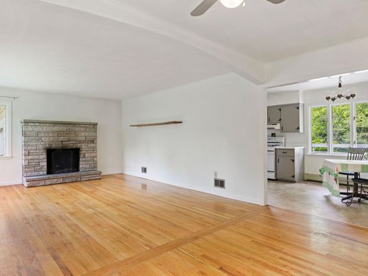 Fireplace, Interior, Kitchen, Wood Texture Flooring