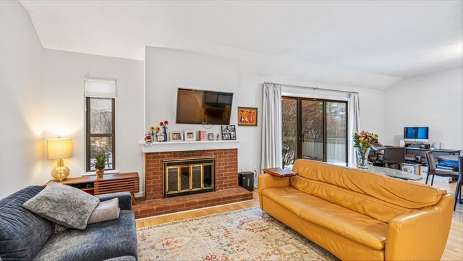 Fireplace, Interior, Living room, Wood Texture Flooring