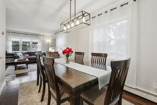 Dining room, Interior, Living room, Pendant Lights, Wood Texture Flooring