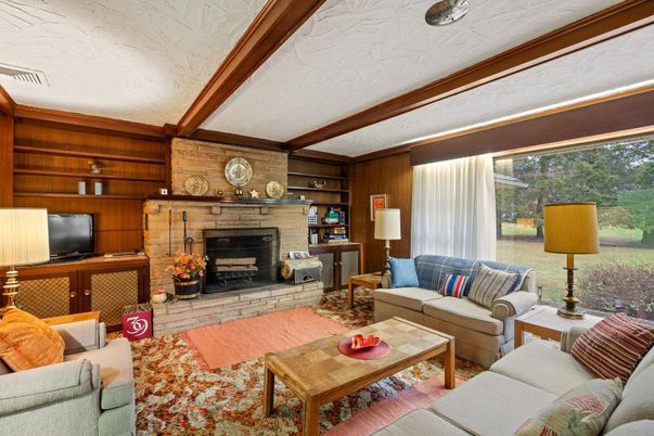 Fireplace, Interior, Living room, Stone Walls, Wooden Walls